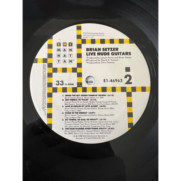 Brian Setzer Live Nude Guitars LP 1988 EMI E1-46963 Original Inner Sleeve EX - Picture 9 of 9